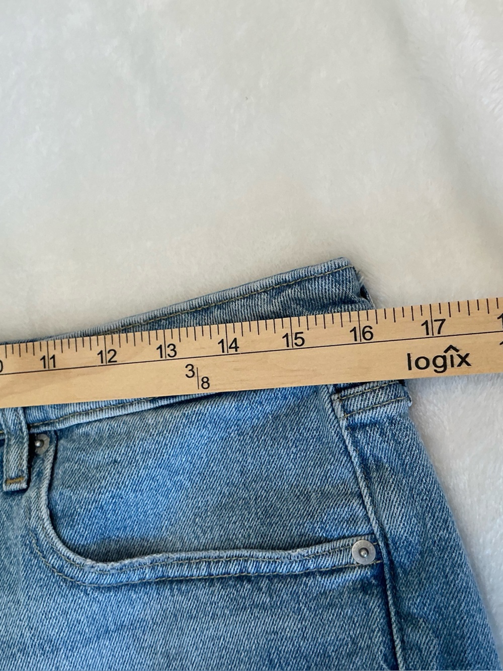 Free Assembly Denim Shorts Sz 12 Organic Cotton Stretch Jean Shorts Light Wash - Picture 8 of 13
